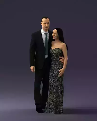 000042 Couple in evening clothes 1224 3D model