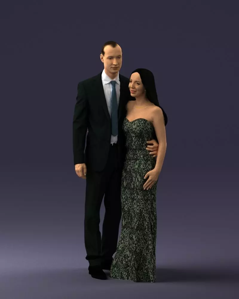 000042 Couple in Evening Clothes 1224 STL Miniature 3D print model