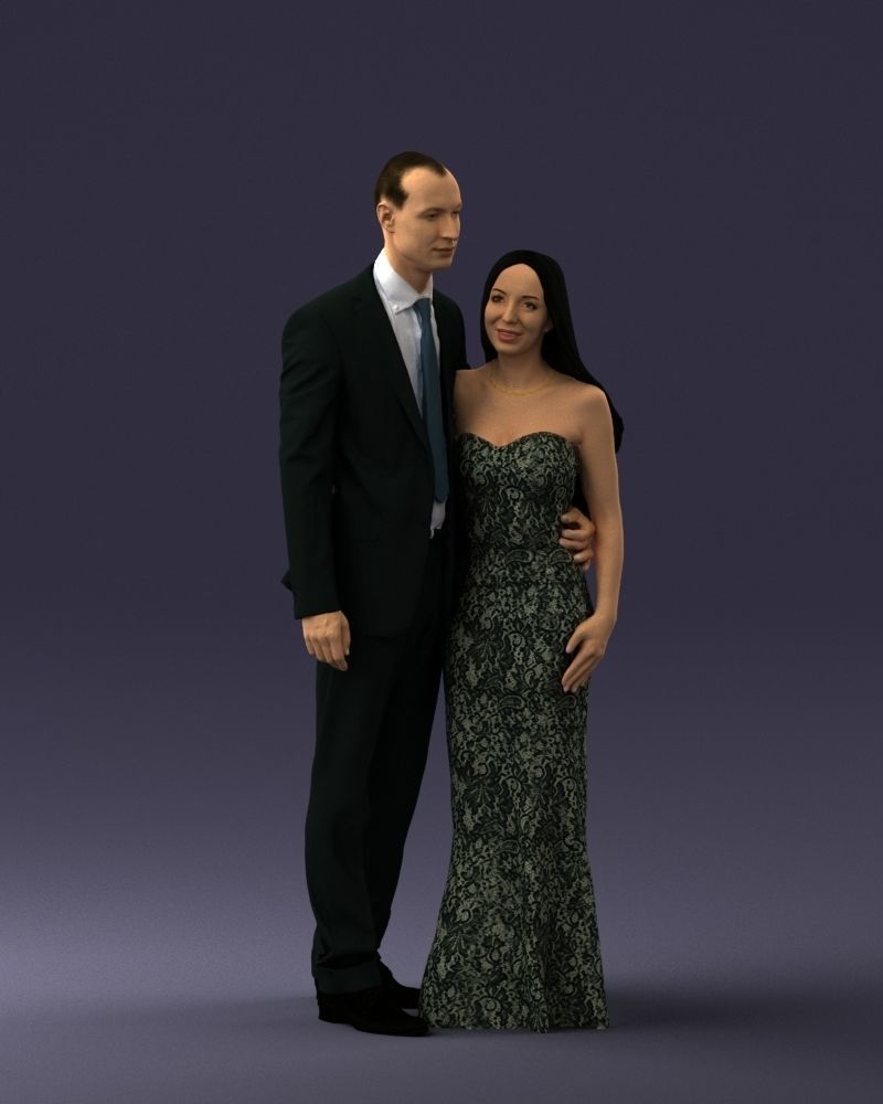 000042 Couple in evening clothes 1224 3dp 3D print model_3