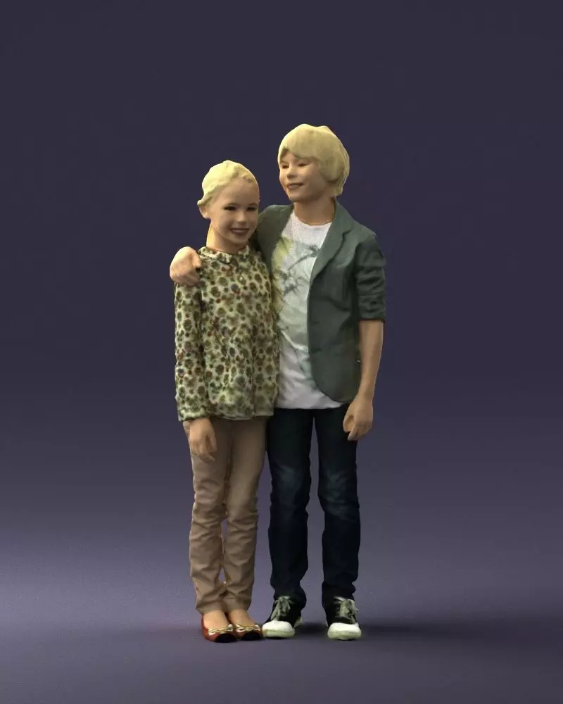 Couple of kids 0332 3D model_0