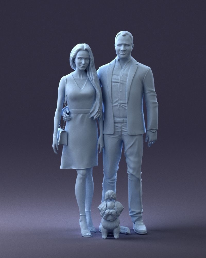 000227 Realistic 3D Scan of Couple with Dog 1123 3D model_3