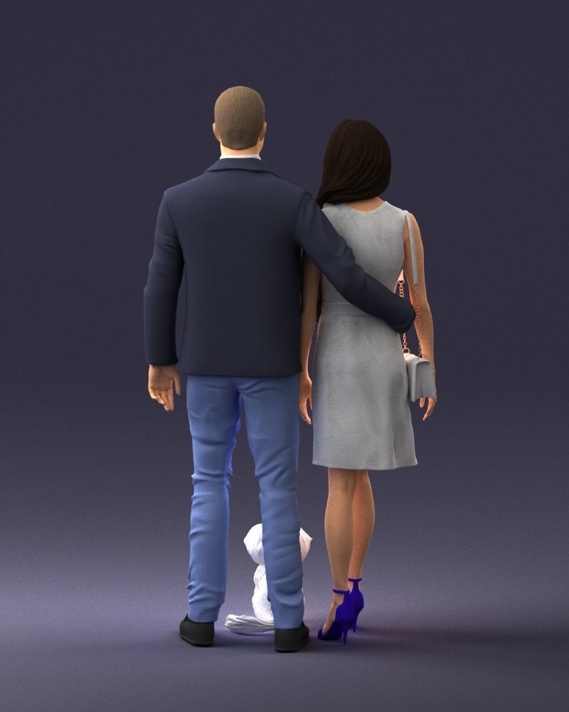 000227 Realistic 3D Scan of Couple with Dog 1123 3D model_37