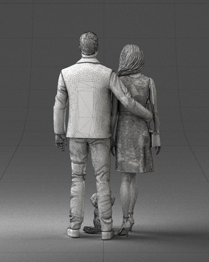 000227 Realistic 3D Scan of Couple with Dog 1123 3D model_40
