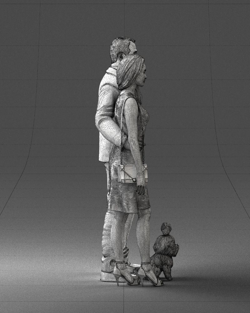 000227 Realistic 3D Scan of Couple with Dog 1123 3D model_29