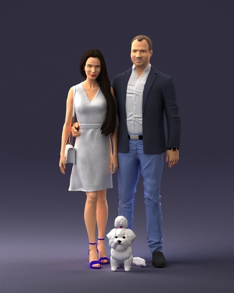 000227 Realistic 3D Scan of Couple with Dog 1123 3D model_66