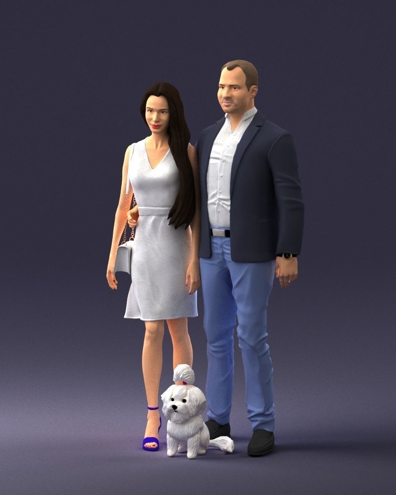 000227 Realistic 3D Scan of Couple with Dog 1123 3D model_60