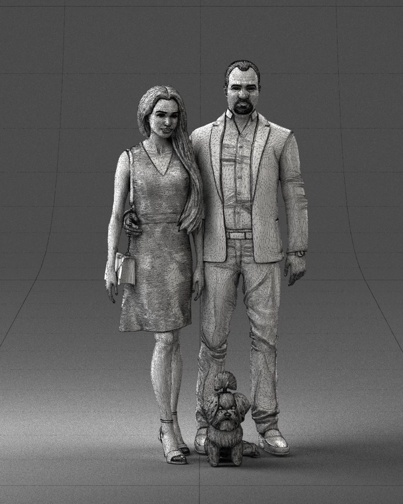 000227 Realistic 3D Scan of Couple with Dog 1123 3D model_11