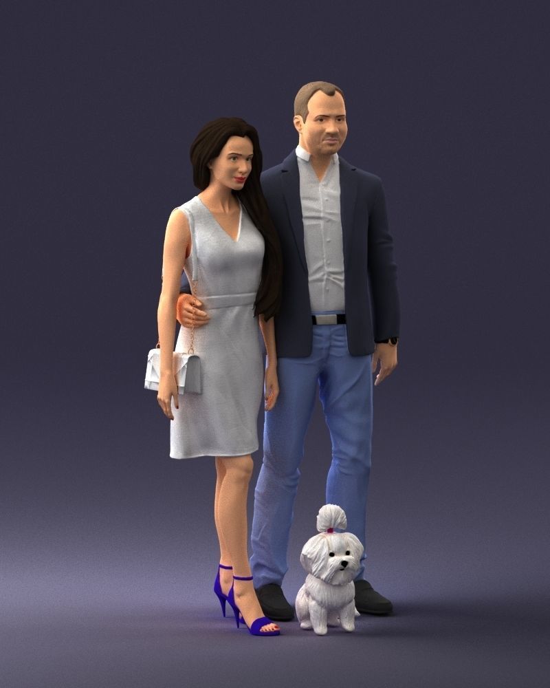 000227 Realistic 3D Scan of Couple with Dog 1123 3D model_13