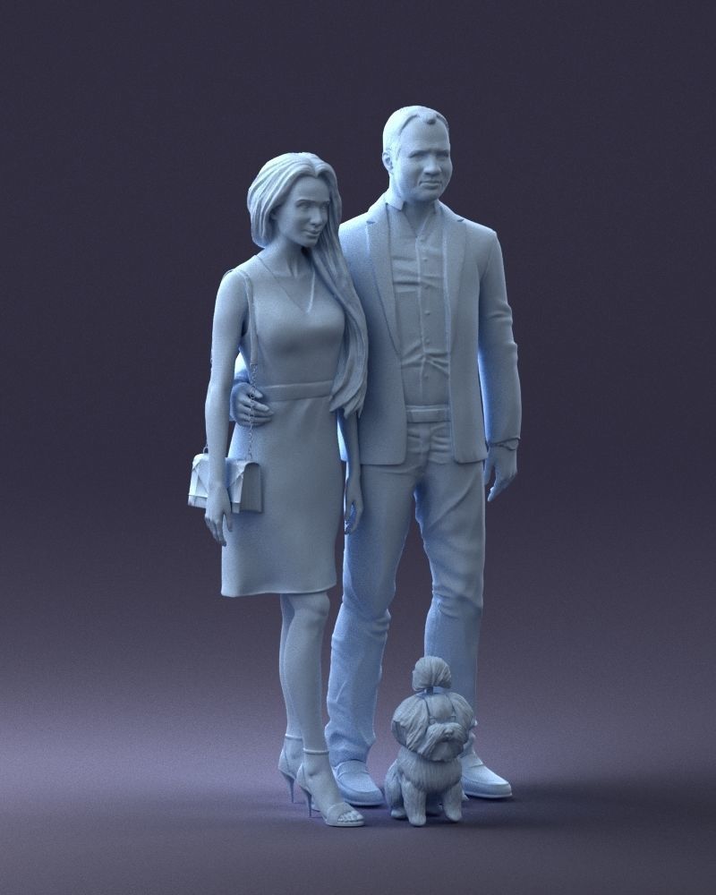 000227 Realistic 3D Scan of Couple with Dog 1123 3D model_15