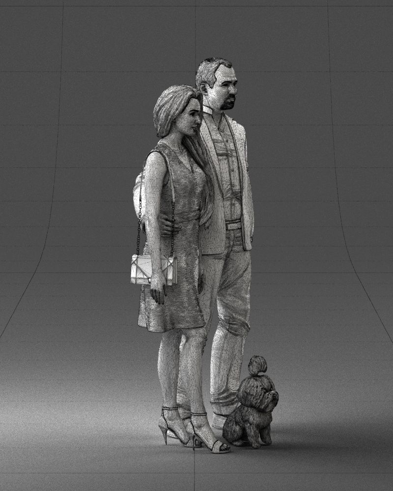 000227 Realistic 3D Scan of Couple with Dog 1123 3D model_23