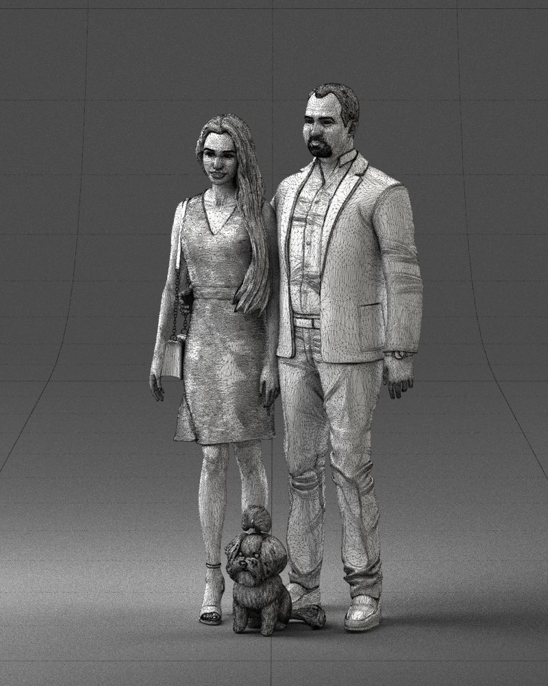 000227 Realistic 3D Scan of Couple with Dog 1123 3D model_65