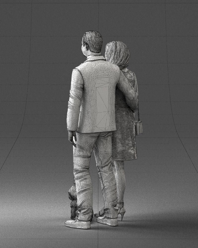 000227 Realistic 3D Scan of Couple with Dog 1123 3D model_46