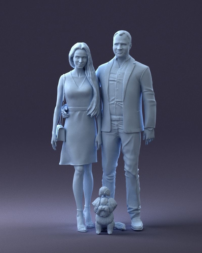 000227 Realistic 3D Scan of Couple with Dog 1123 3D model_69