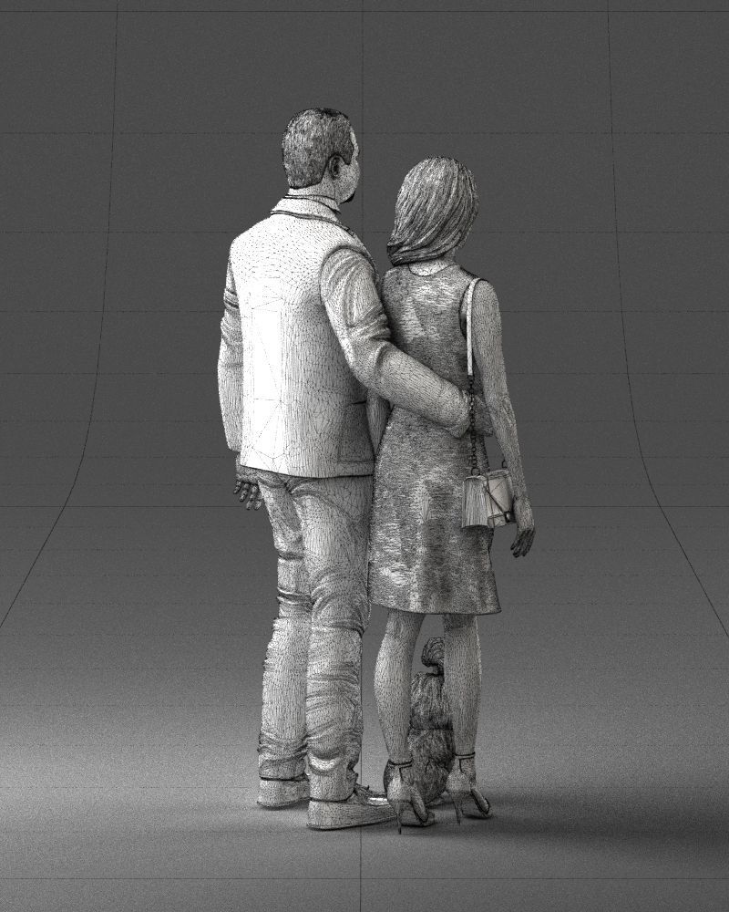 000227 Realistic 3D Scan of Couple with Dog 1123 3D model_35
