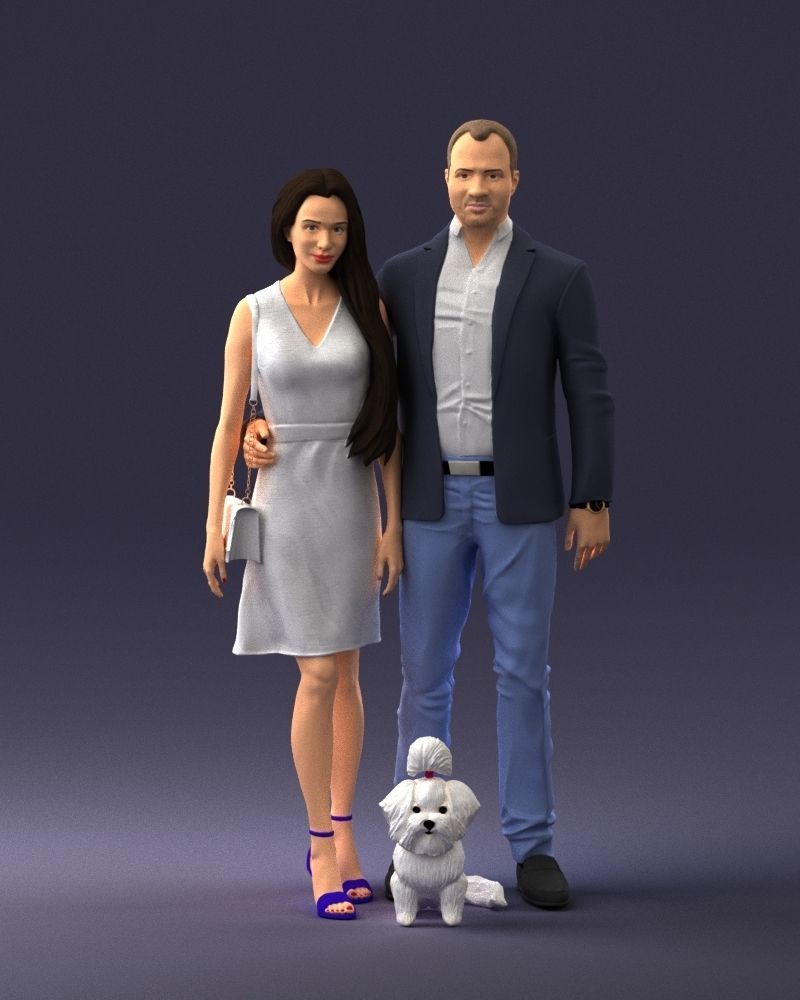 000227 Realistic 3D Scan of Couple with Dog 1123 3D model_72