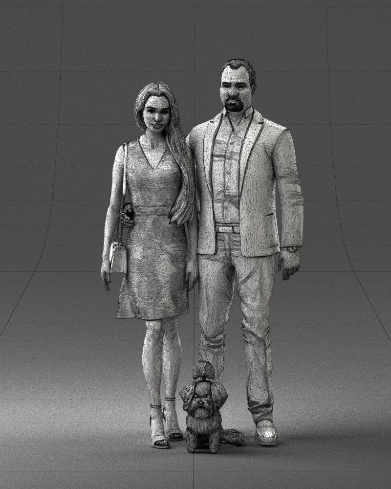 000227 Realistic 3D Scan of Couple with Dog 1123 3D model_70