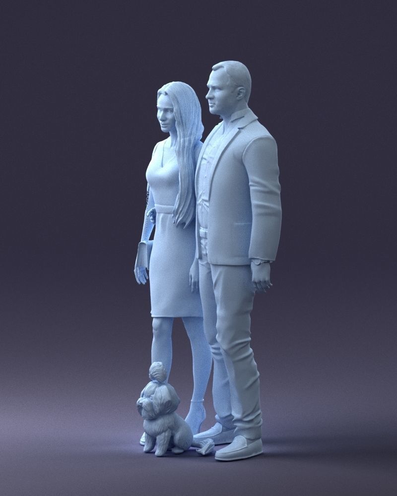 000227 Realistic 3D Scan of Couple with Dog 1123 3D model_56