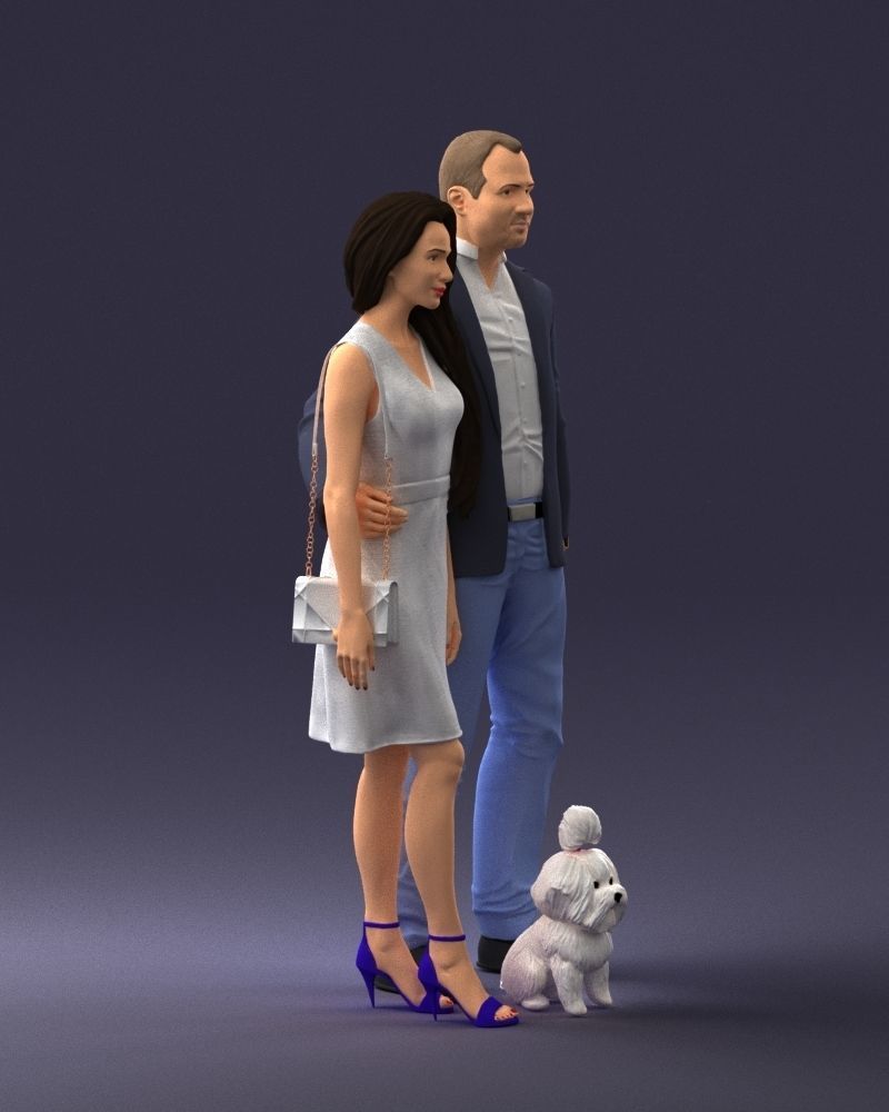 000227 Realistic 3D Scan of Couple with Dog 1123 3D model_19