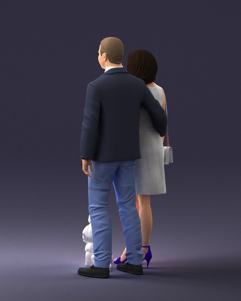 000227 Realistic 3D Scan of Couple with Dog 1123 3D model_42