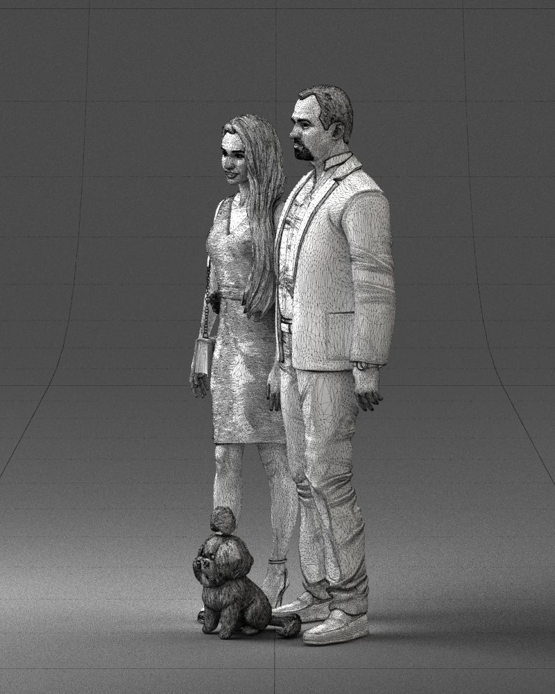 000227 Realistic 3D Scan of Couple with Dog 1123 3D model_59