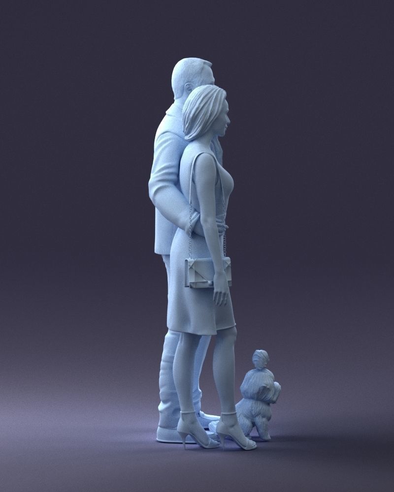 000227 Realistic 3D Scan of Couple with Dog 1123 3D model_26