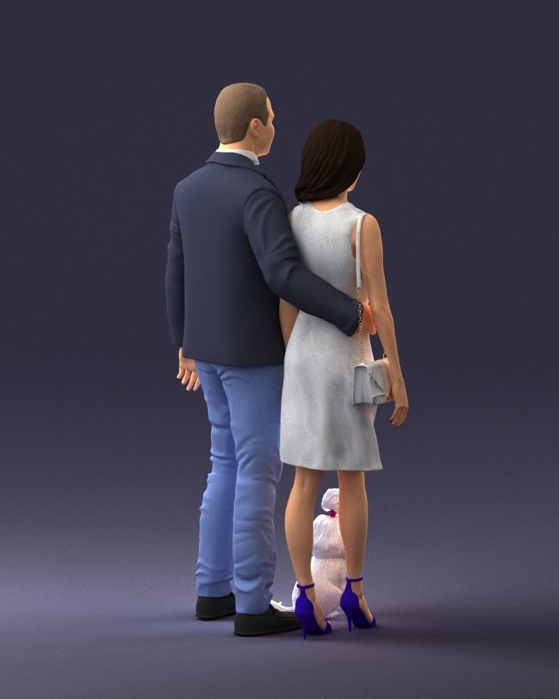 000227 Realistic 3D Scan of Couple with Dog 1123 3D model_31