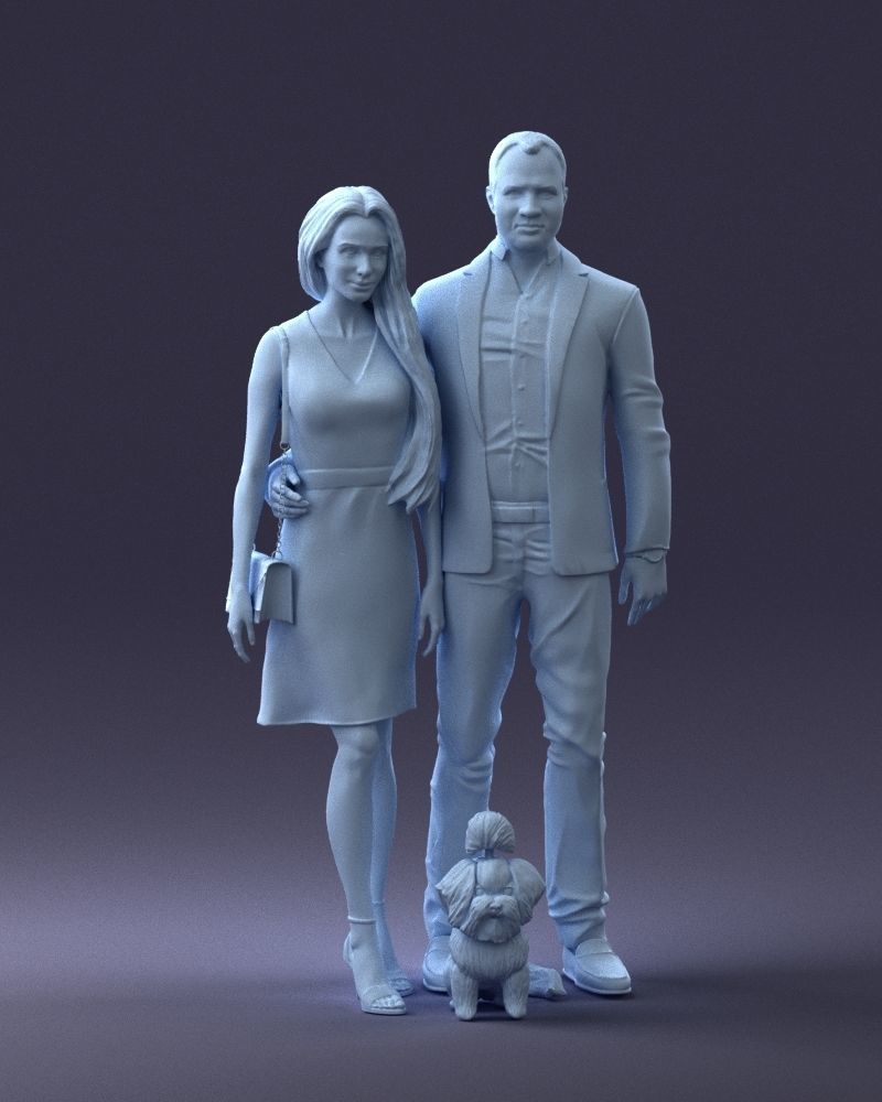 000227 Realistic 3D Scan of Couple with Dog 1123 3D model_8