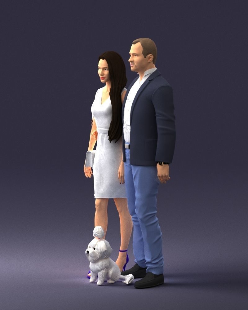 000227 Realistic 3D Scan of Couple with Dog 1123 3D model_54