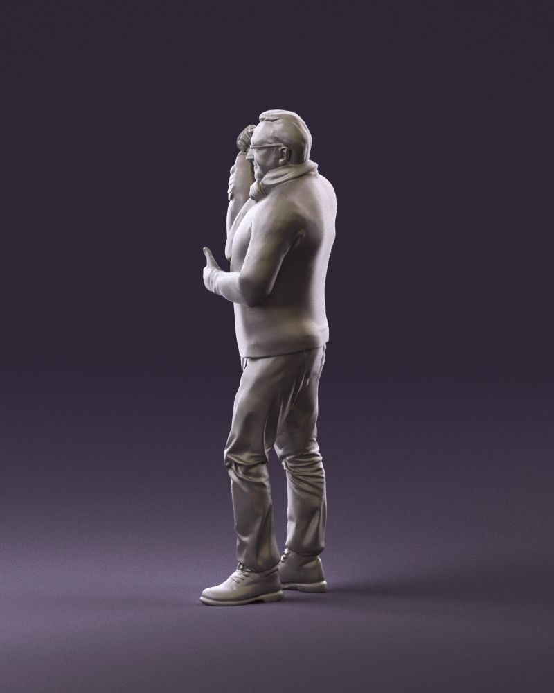 Cozy beard man in glasses with fish 0963 3D Print Ready 3D print model_8