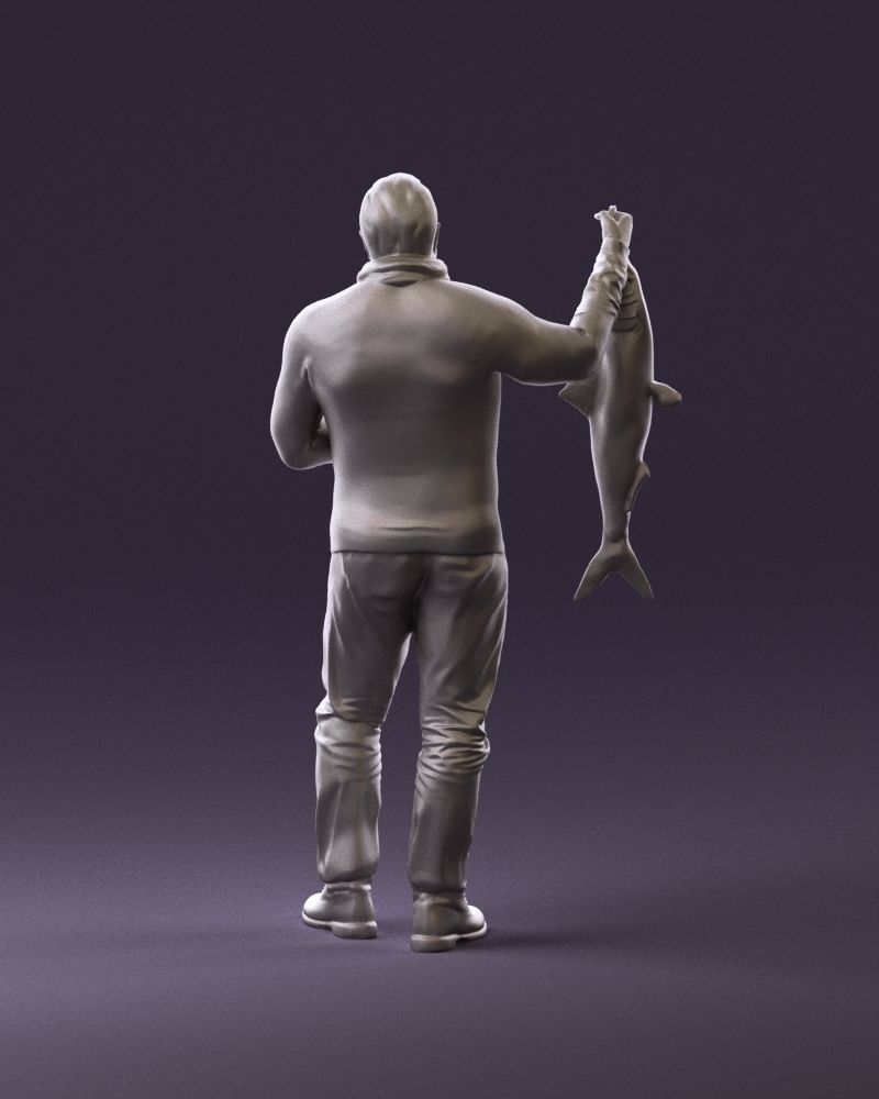 Cozy beard man in glasses with fish 0963 3D Print Ready 3D print model_6