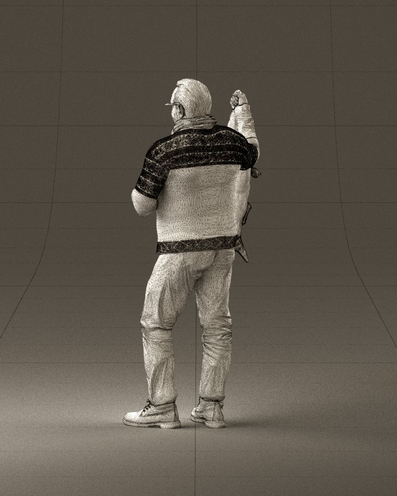 Cozy beard man in glasses with fish 0963 3D Print Ready 3D print model_31