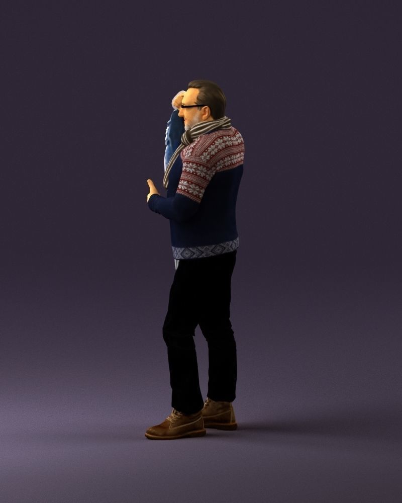 Cozy beard man in glasses with fish 0963 3D Print Ready 3D print model_20