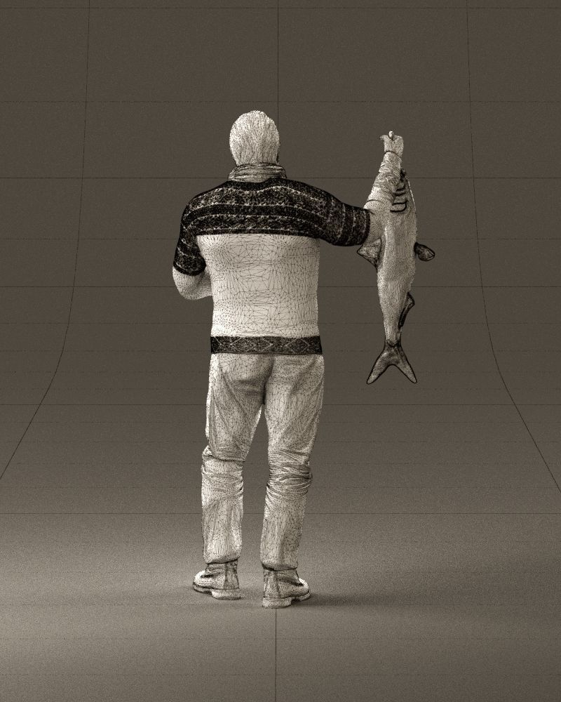 Cozy beard man in glasses with fish 0963 3D Print Ready 3D print model_30