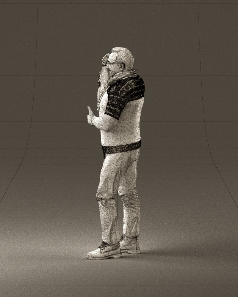 Cozy beard man in glasses with fish 0963 3D Print Ready 3D print model_32