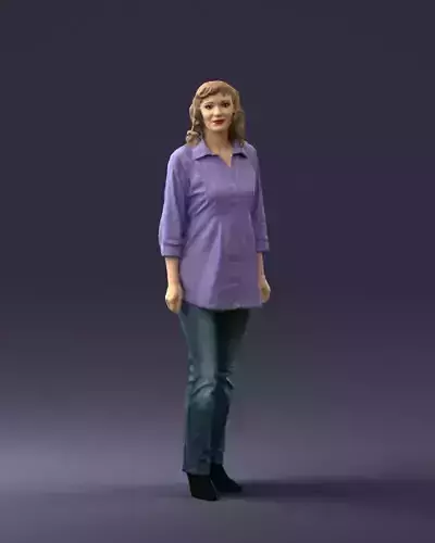 Curly girl in jeans 0723 3D Print Ready