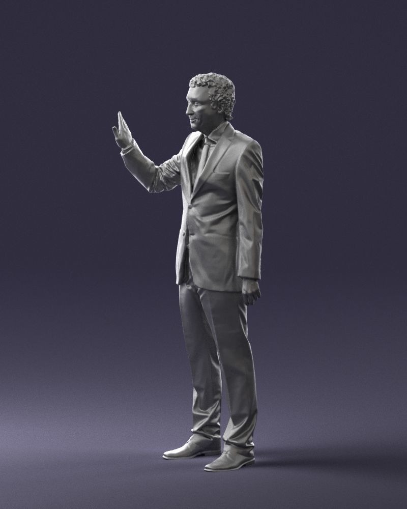 Curly man in suit 0475 3D model_7