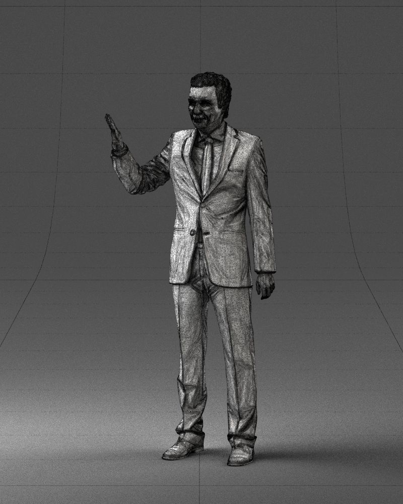 Curly man in suit 0475 3D model_5