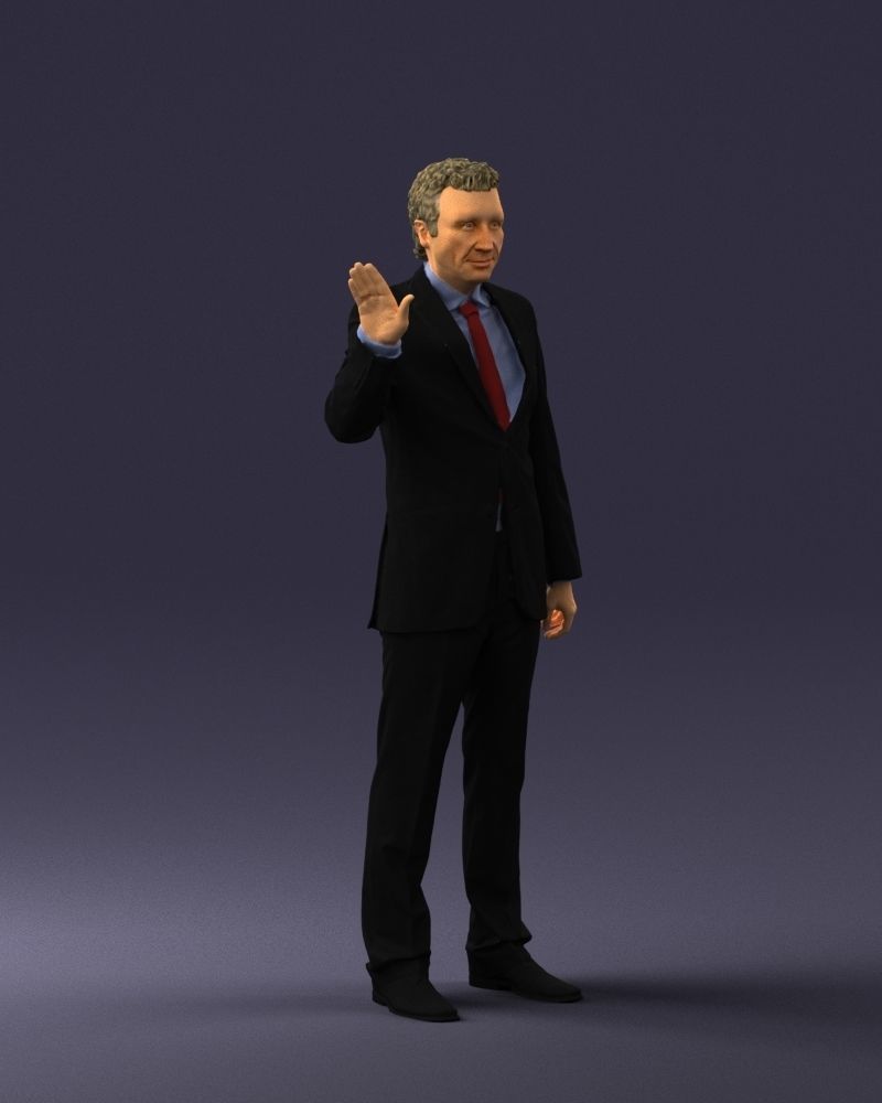 Curly man in suit 0475 3D model_33