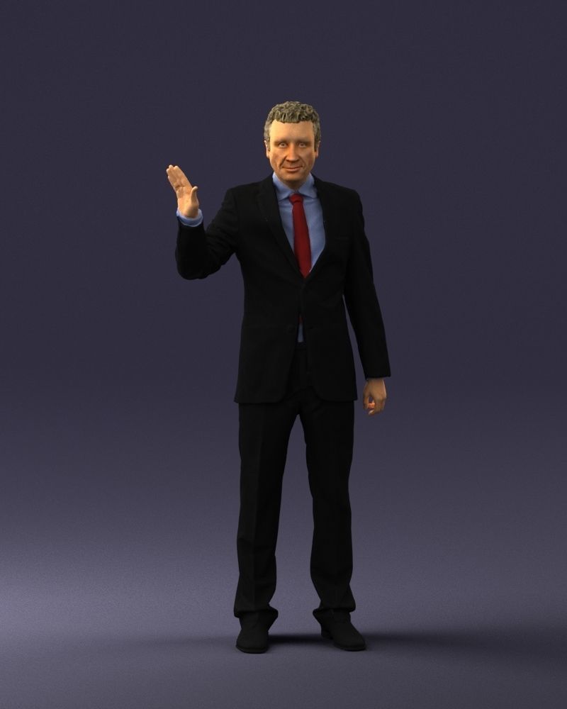 Curly man in suit 0475 3D model_36