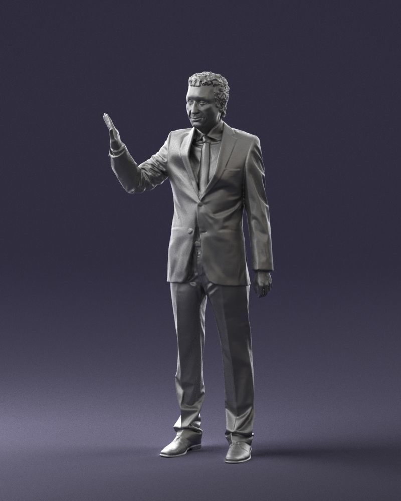 Curly man in suit 0475 3D model_4