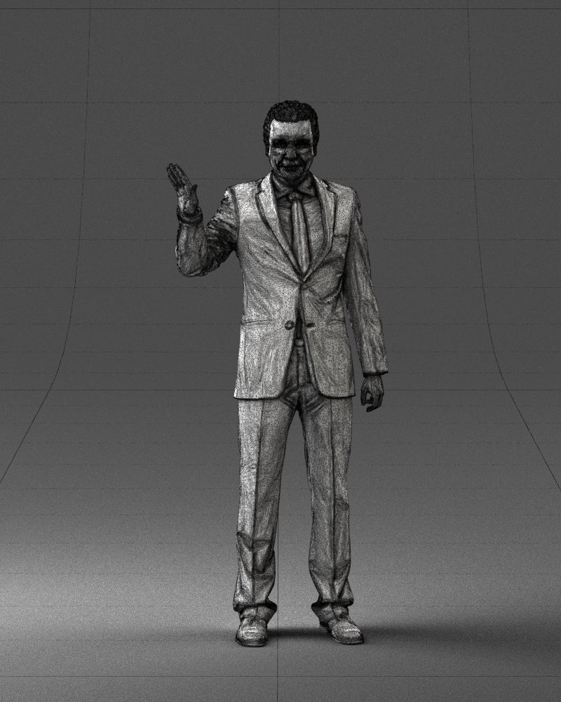 Curly man in suit 0475 3D model_2