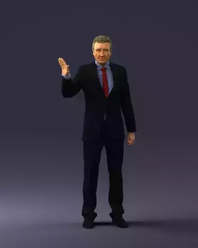 Curly man in suit 0475 3D print ready