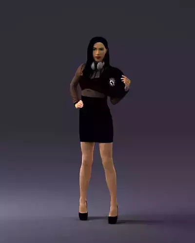 000260 Young Female DJ with Vinyl Record and Headphones 0328