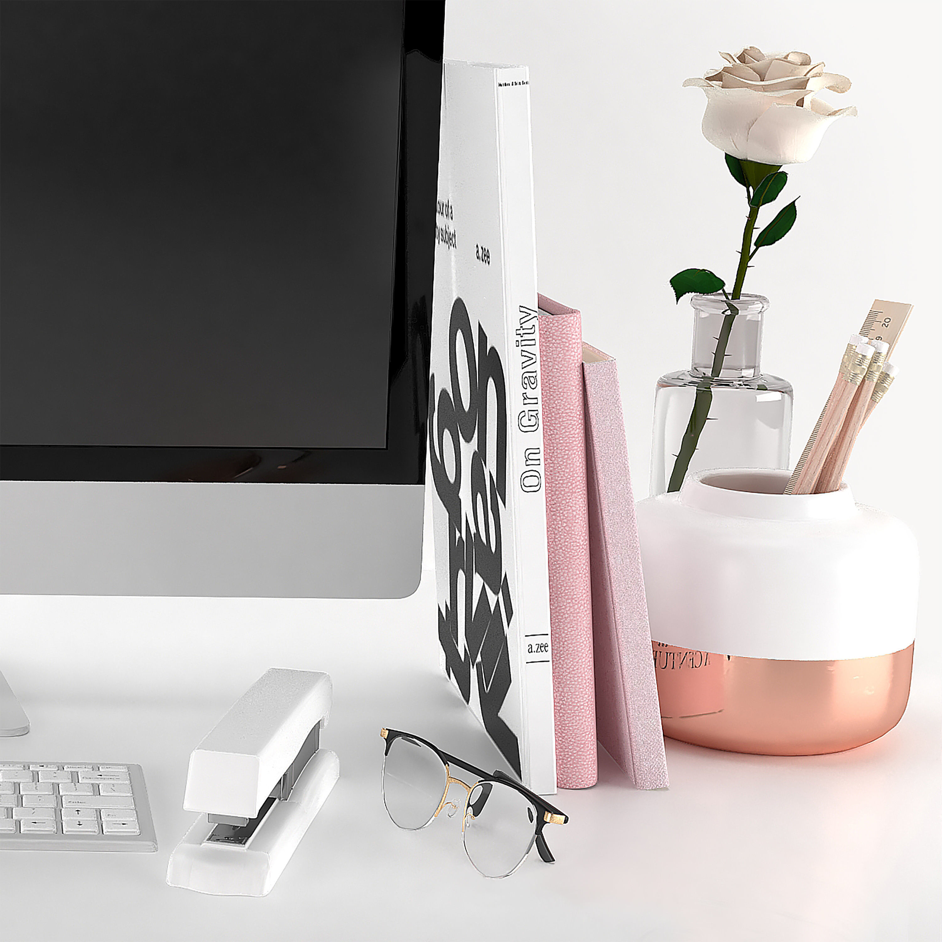 workplace decorative set - home office 3D model_2