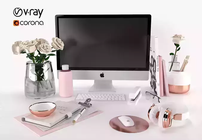 workplace decorative set - home office 3D model