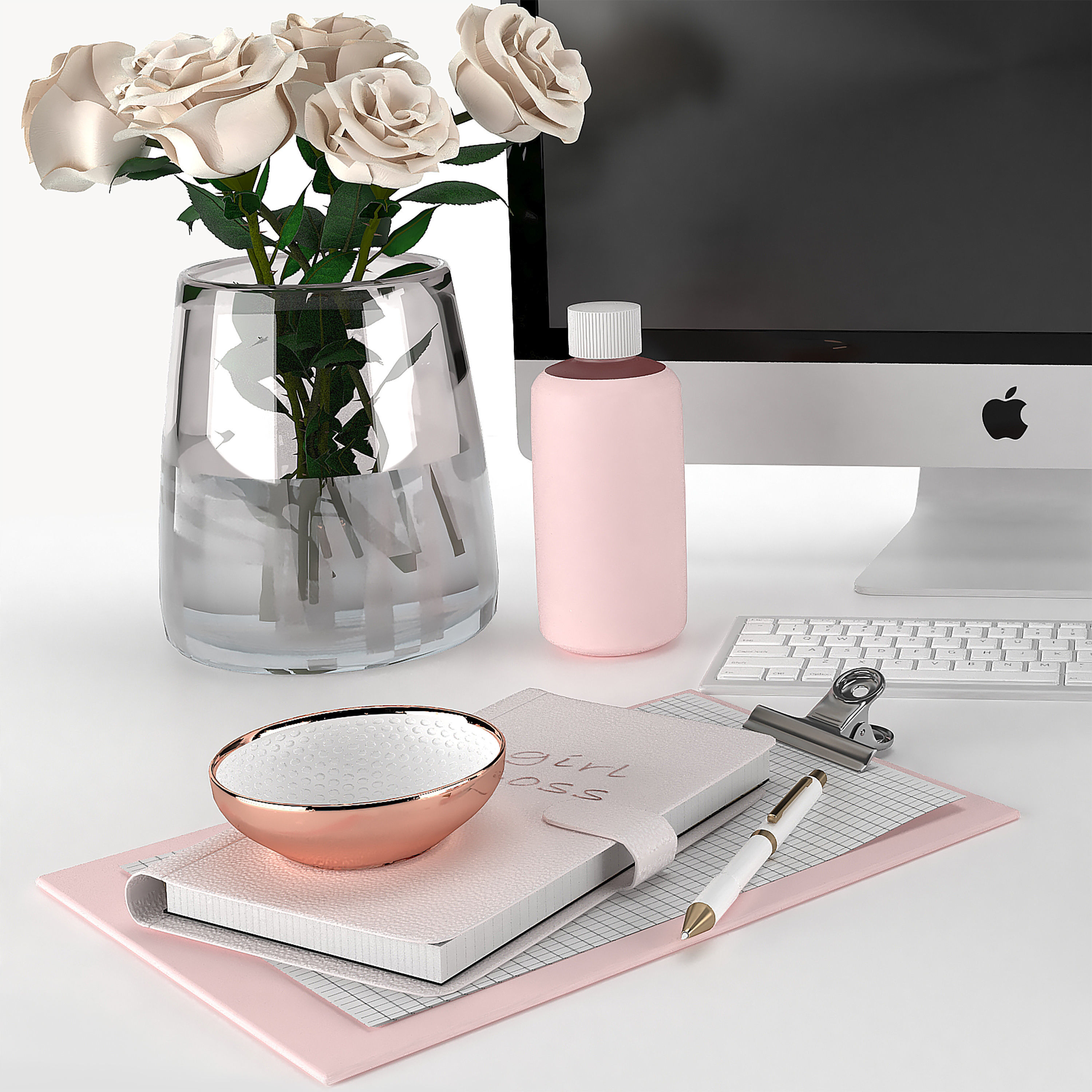 workplace decorative set - home office 3D model_1