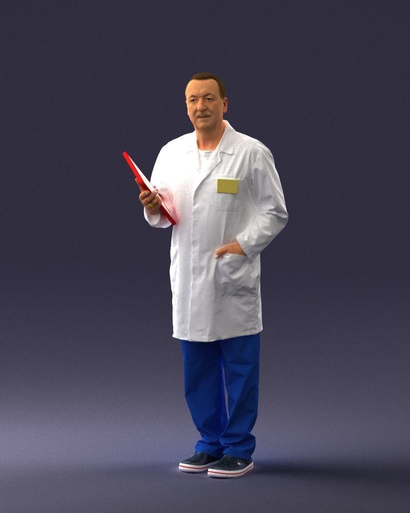 000187 Doctor in Lab Coat with Folder 1004 3dp 3D print model_36
