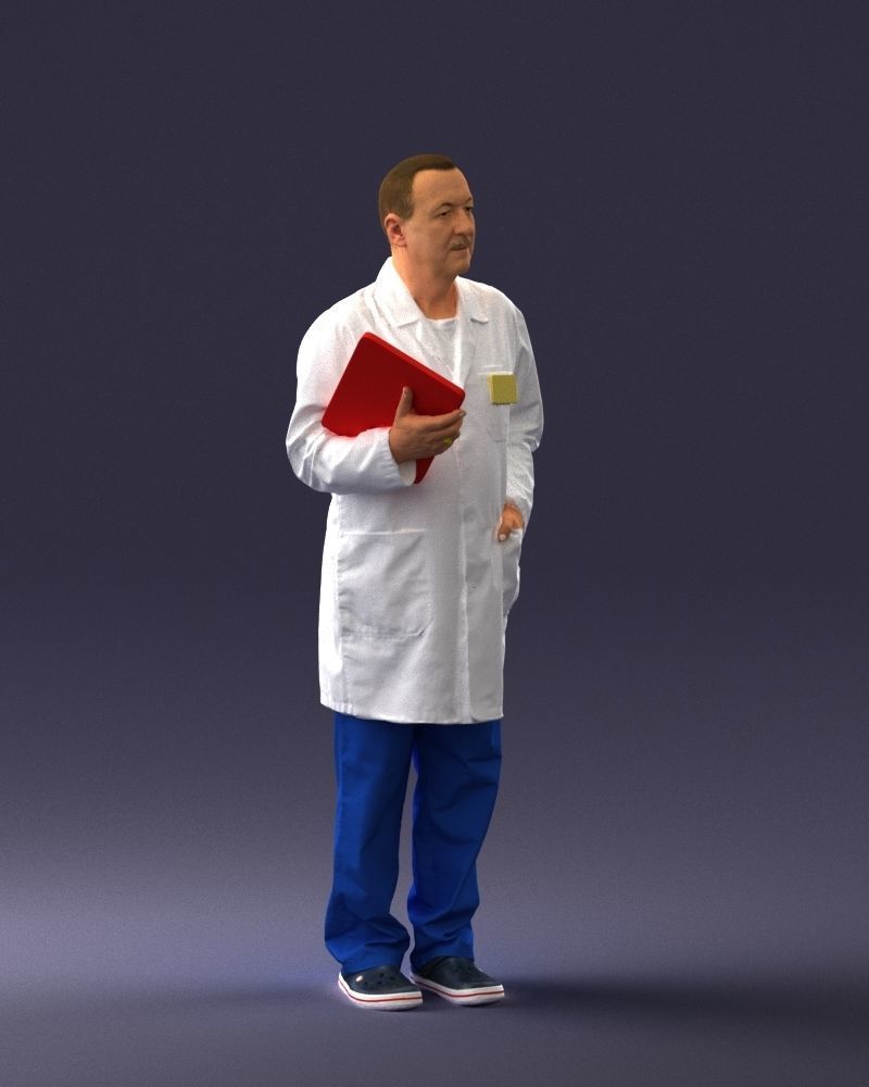 000187 Doctor in Lab Coat with Folder 1004 3dp 3D print model_9