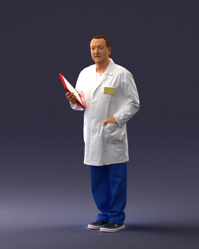 000187 Doctor in Lab Coat with Folder 1004 3dp 3D print model_33