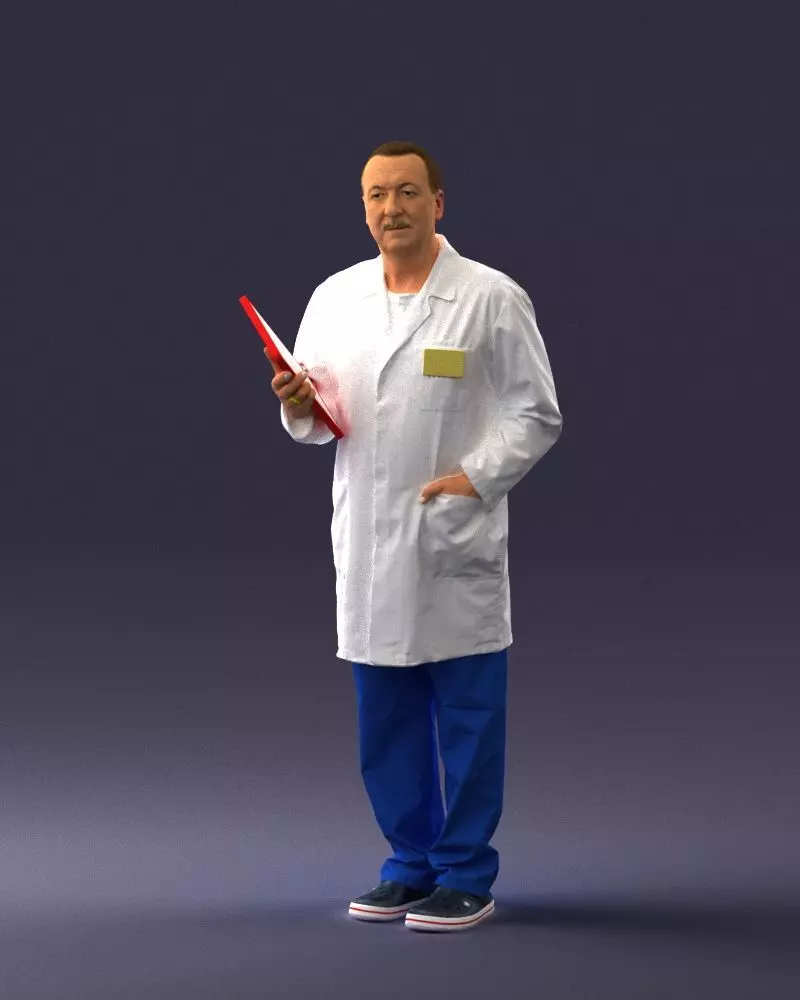 000187 Doctor in Lab Coat with Folder 1004 3dp 3D print model_0